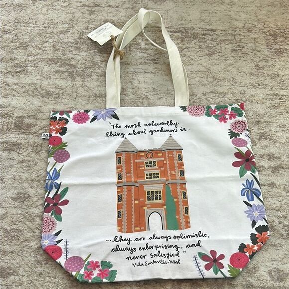 Floral Canvas Tote Bag for gardeners with Inspirational Quote nwt - Picture 7 of 8